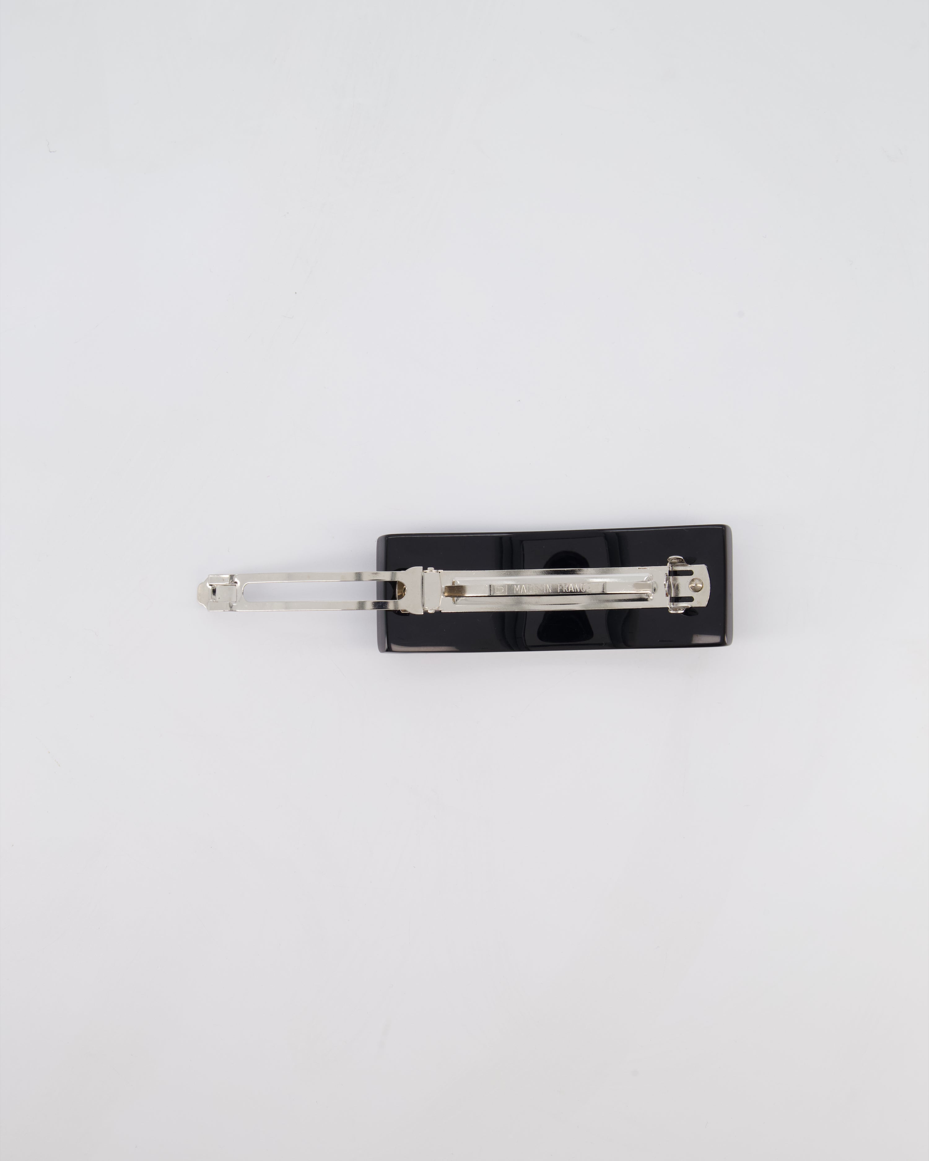 Chanel 16/S Black & White Hair Clip with Logo and Crystals