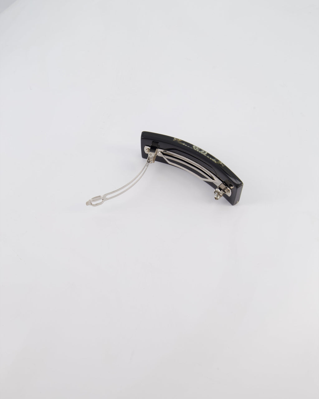 Chanel 16/S Black & White Hair Clip with Logo and Crystals