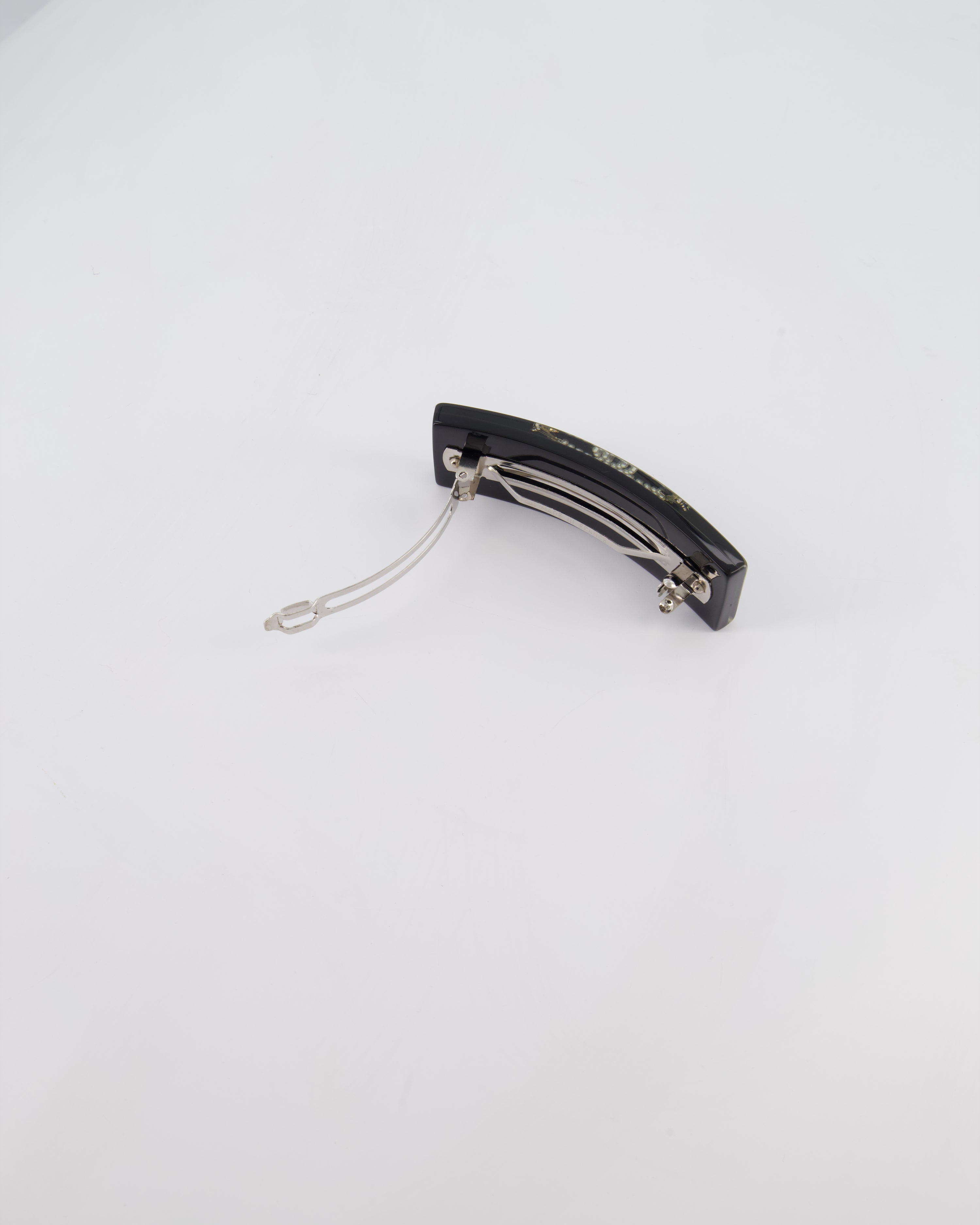 Chanel 16/S Black & White Hair Clip with Logo and Crystals