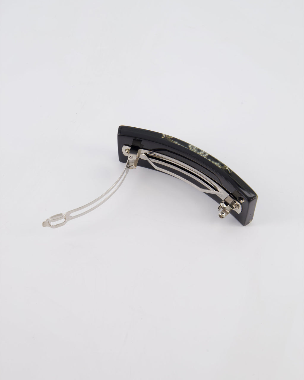 Chanel 16/S Black & White Hair Clip with Logo and Crystals
