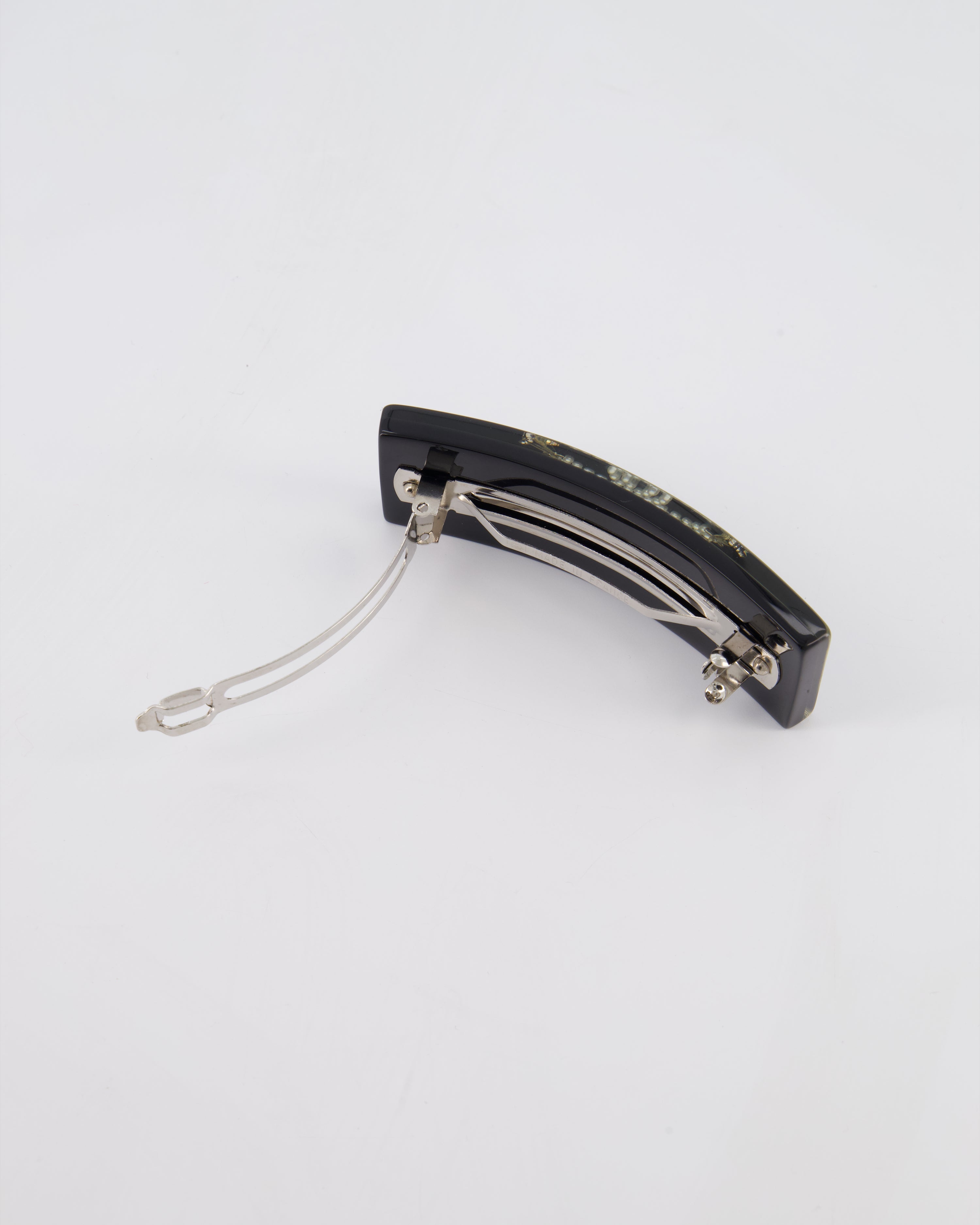 Chanel 16/S Black & White Hair Clip with Logo and Crystals