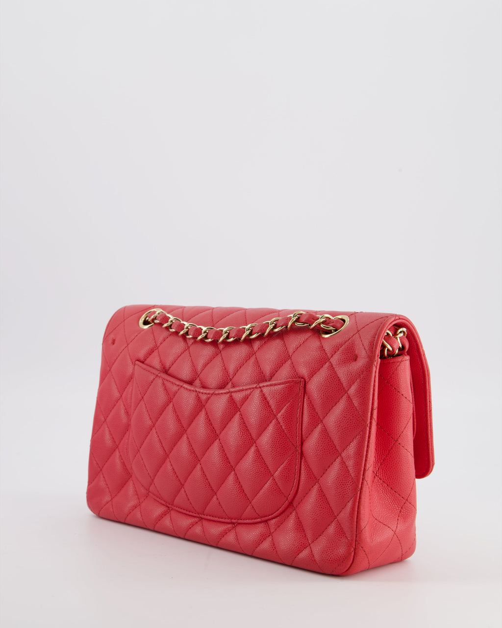 Chanel Pink Medium Classic Double Flap Bag in Caviar Leather with Champagne Gold Hardware