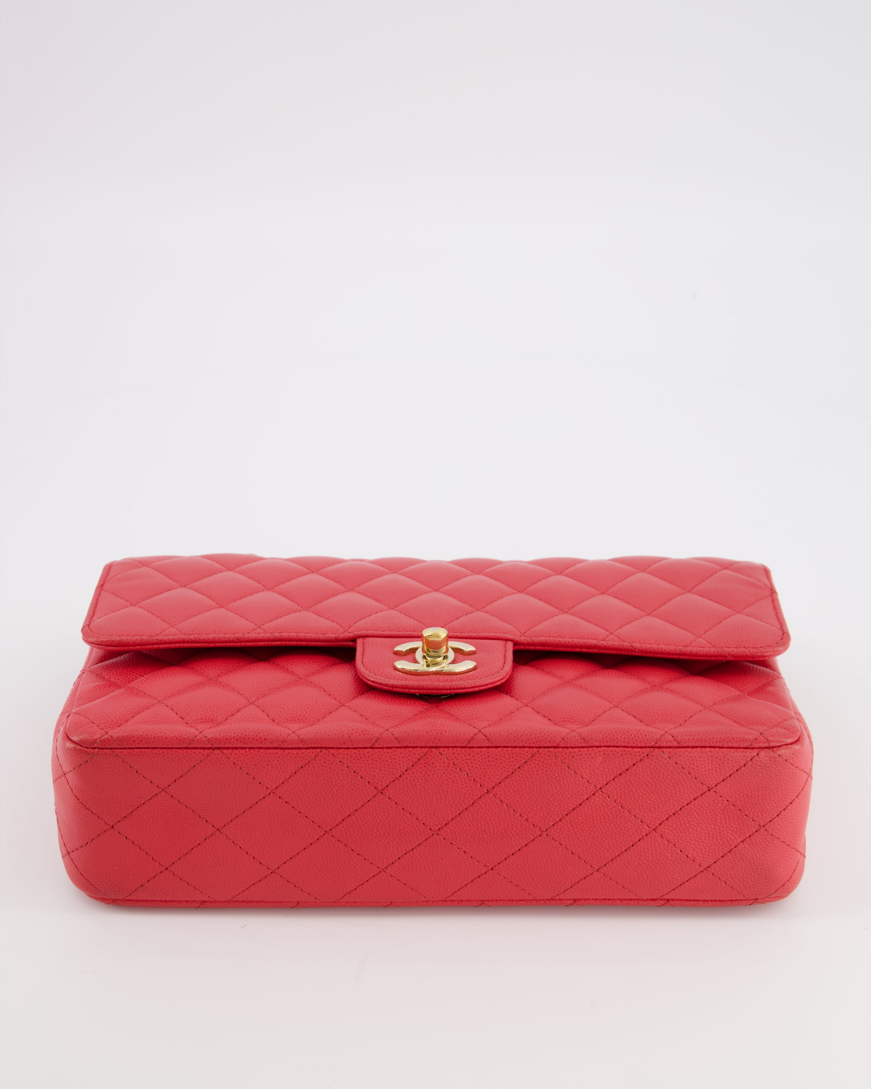 Chanel Pink Medium Classic Double Flap Bag in Caviar Leather with Champagne Gold Hardware