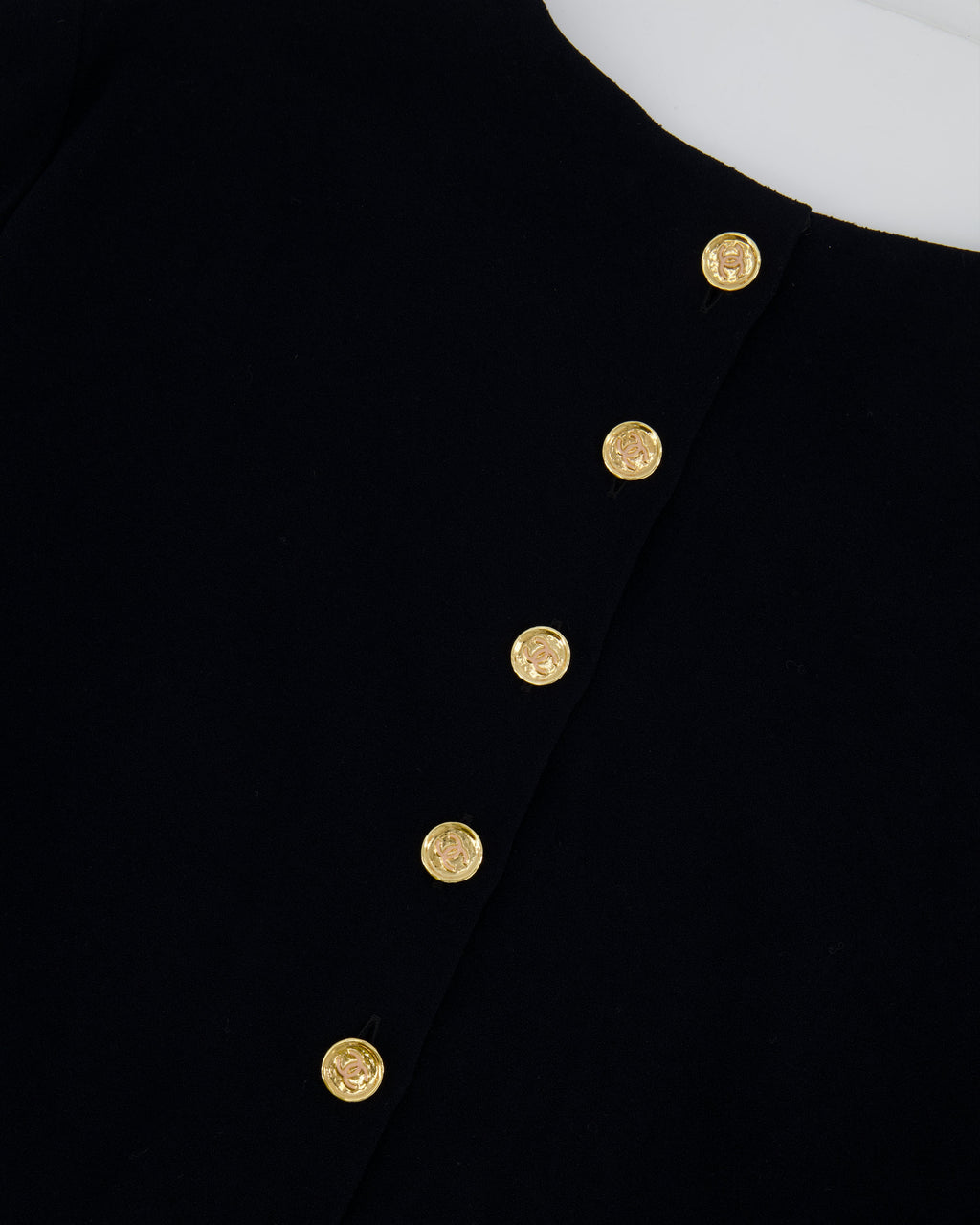 Chanel Métiers d'Art 2023 Black Cropped Top with Multi-Colour Sequin Patch Detail and Back Gold CC Logo Buttons Size FR 34 (UK 6)