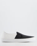 Chanel Black & White Calfskin Leather Slip-On Trainers EU 40