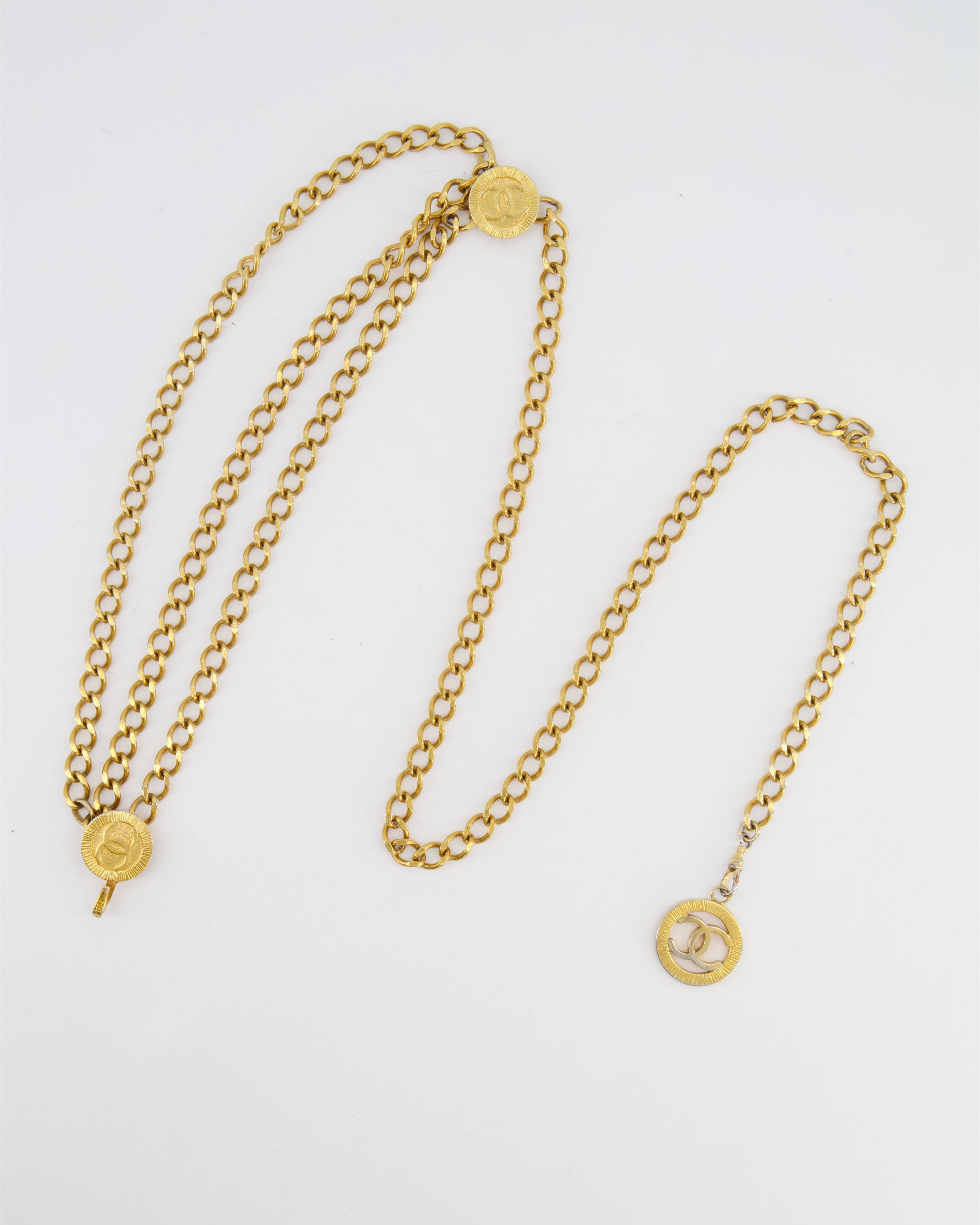 Chanel Vintage 1984 Gold Chain Belt with CC Logo Medallions
