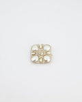 Chanel Champagne Gold Pearl and Crystal Brooch with CC Logo