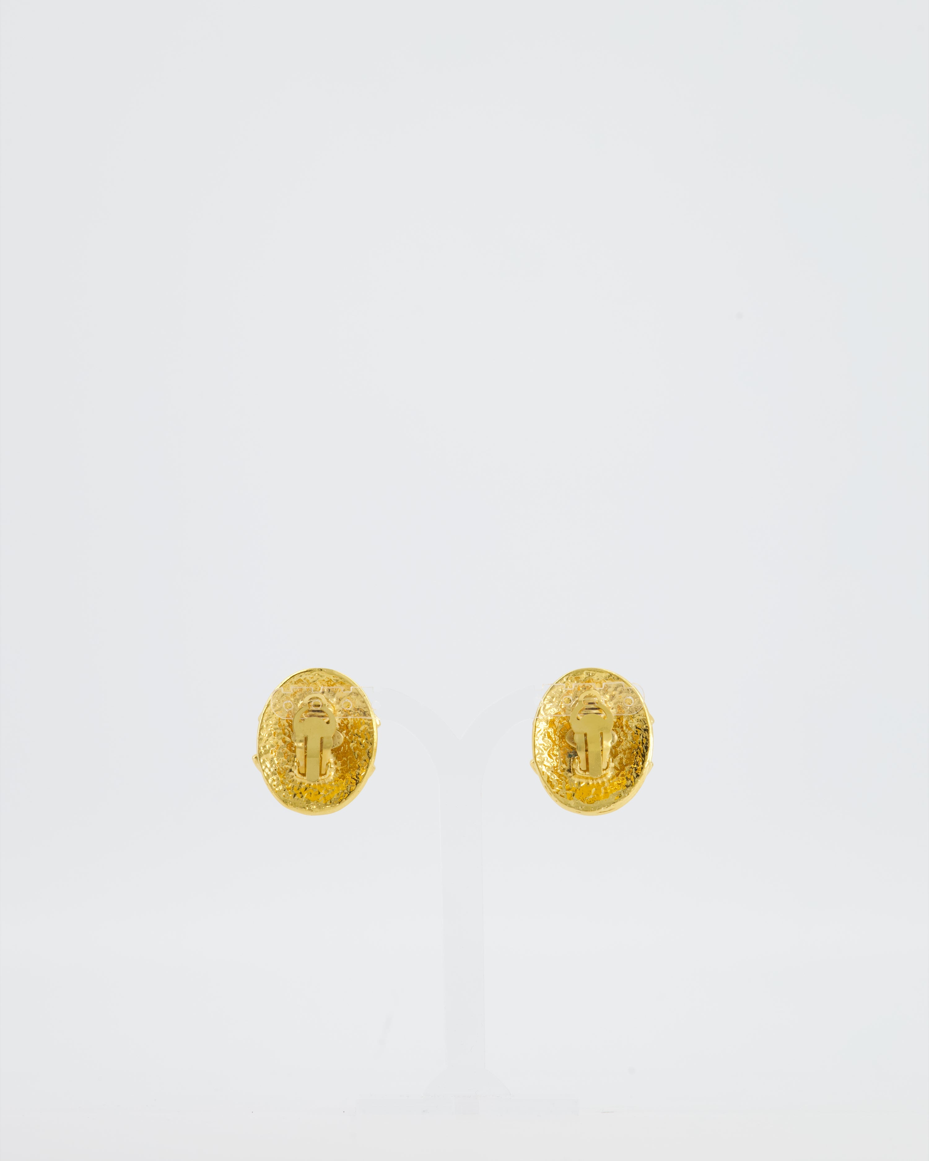 Chanel 94P Vintage Gold Medallion Clip On Earrings with CC Logo Detail