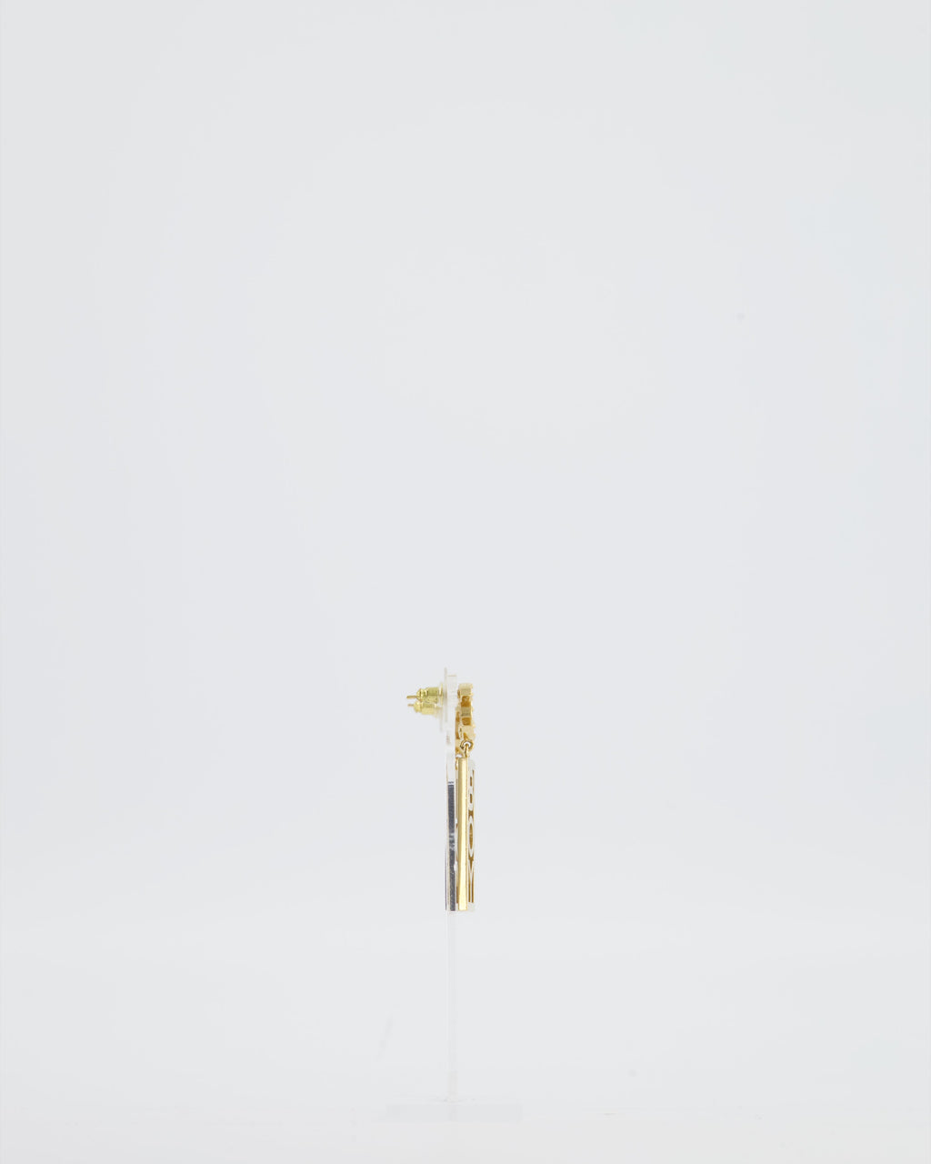 Chanel 22P Gold Crystal CC Earrings Drop BOY Pendant