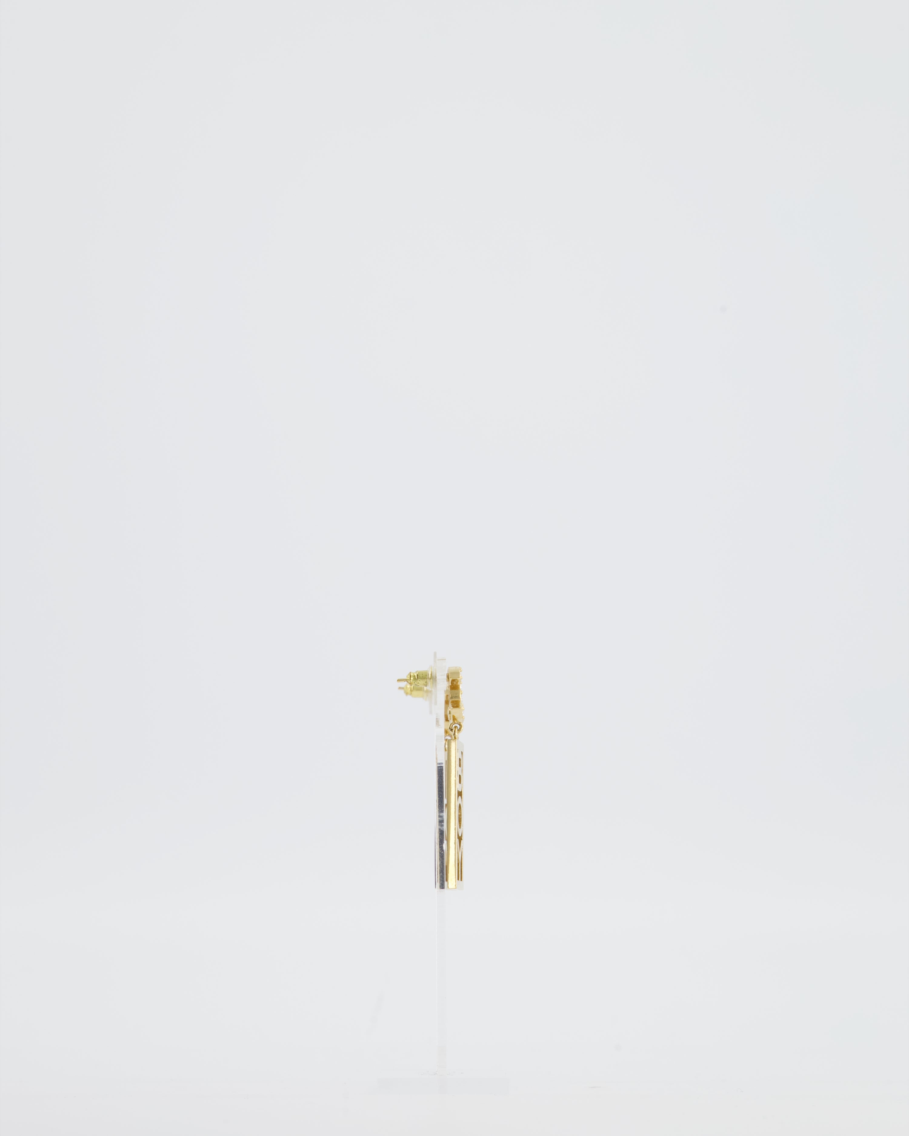 Chanel 22P Gold Crystal CC Earrings Drop BOY Pendant