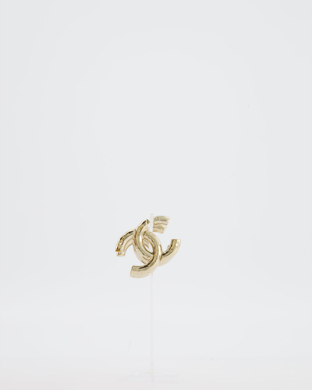 Chanel CC Logo Stud Earrings in Champagne Gold