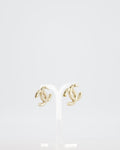 Chanel CC Logo Stud Earrings in Champagne Gold