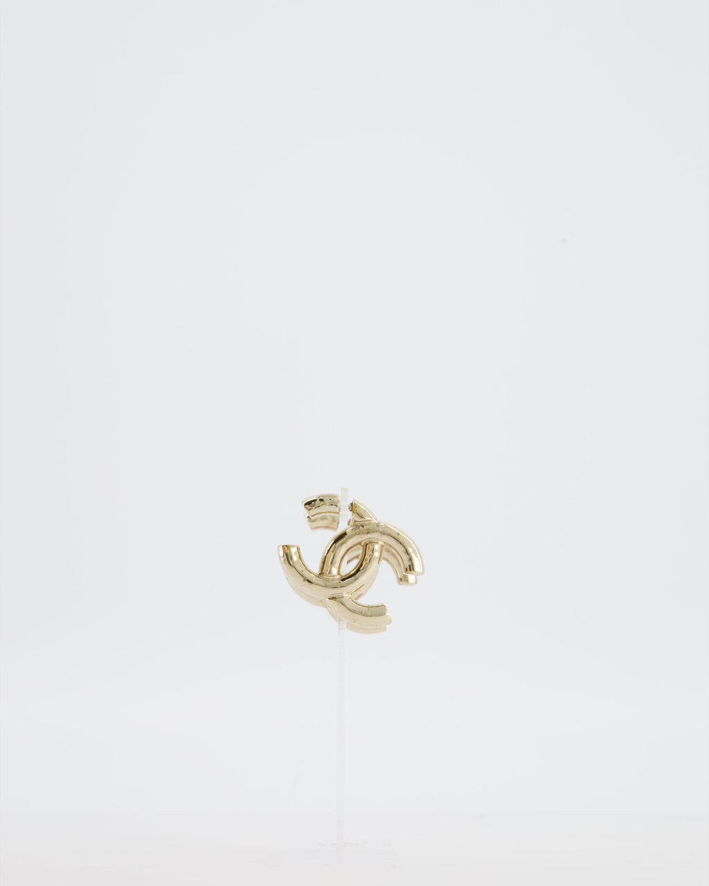 Chanel CC Logo Stud Earrings in Champagne Gold