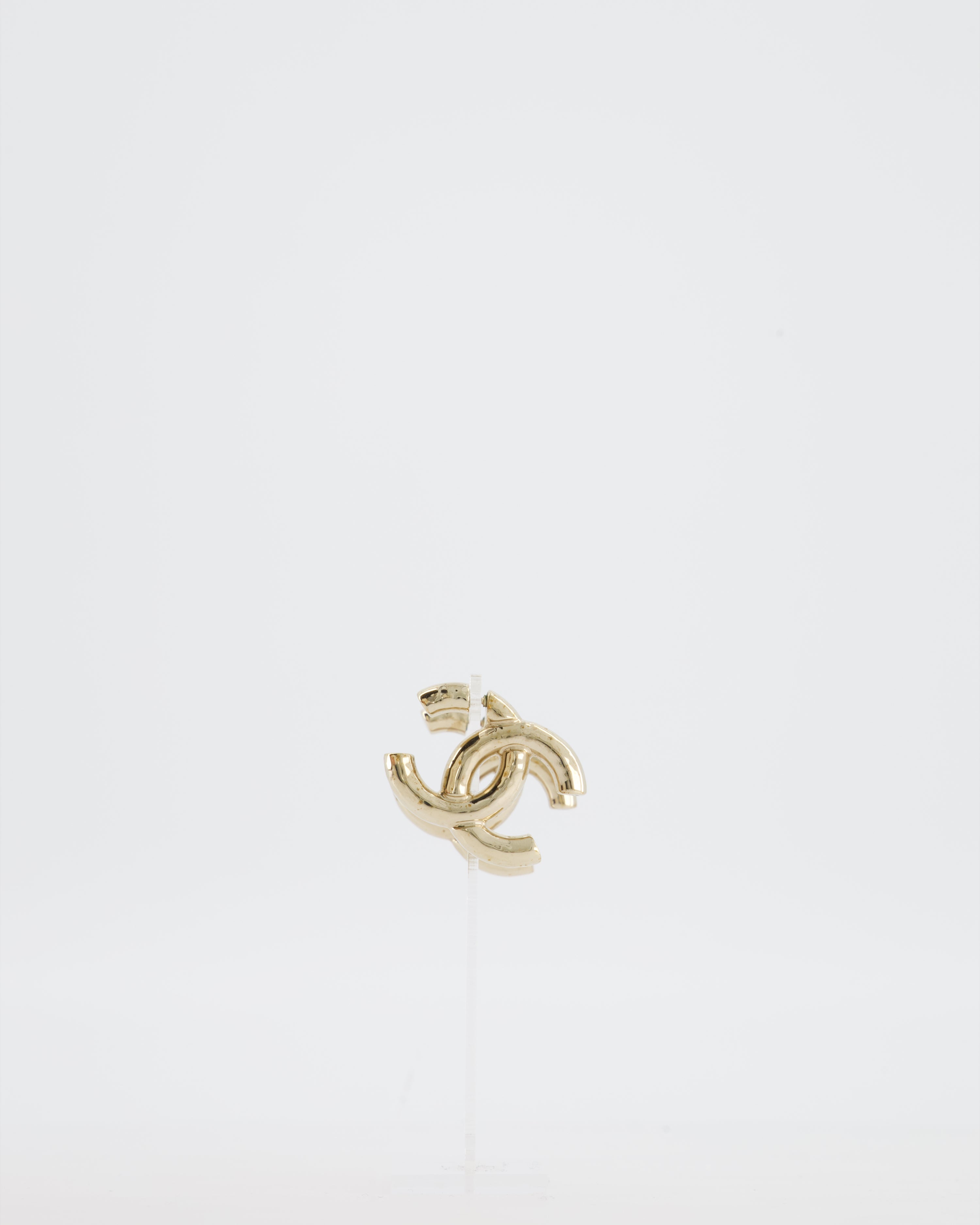 Chanel CC Logo Stud Earrings in Champagne Gold