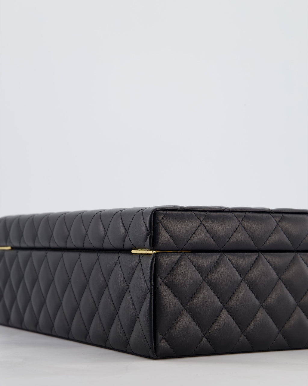 *HOT* Chanel Black Quilted Jewellery Box in Lambskin Leather with Gold Hardware
