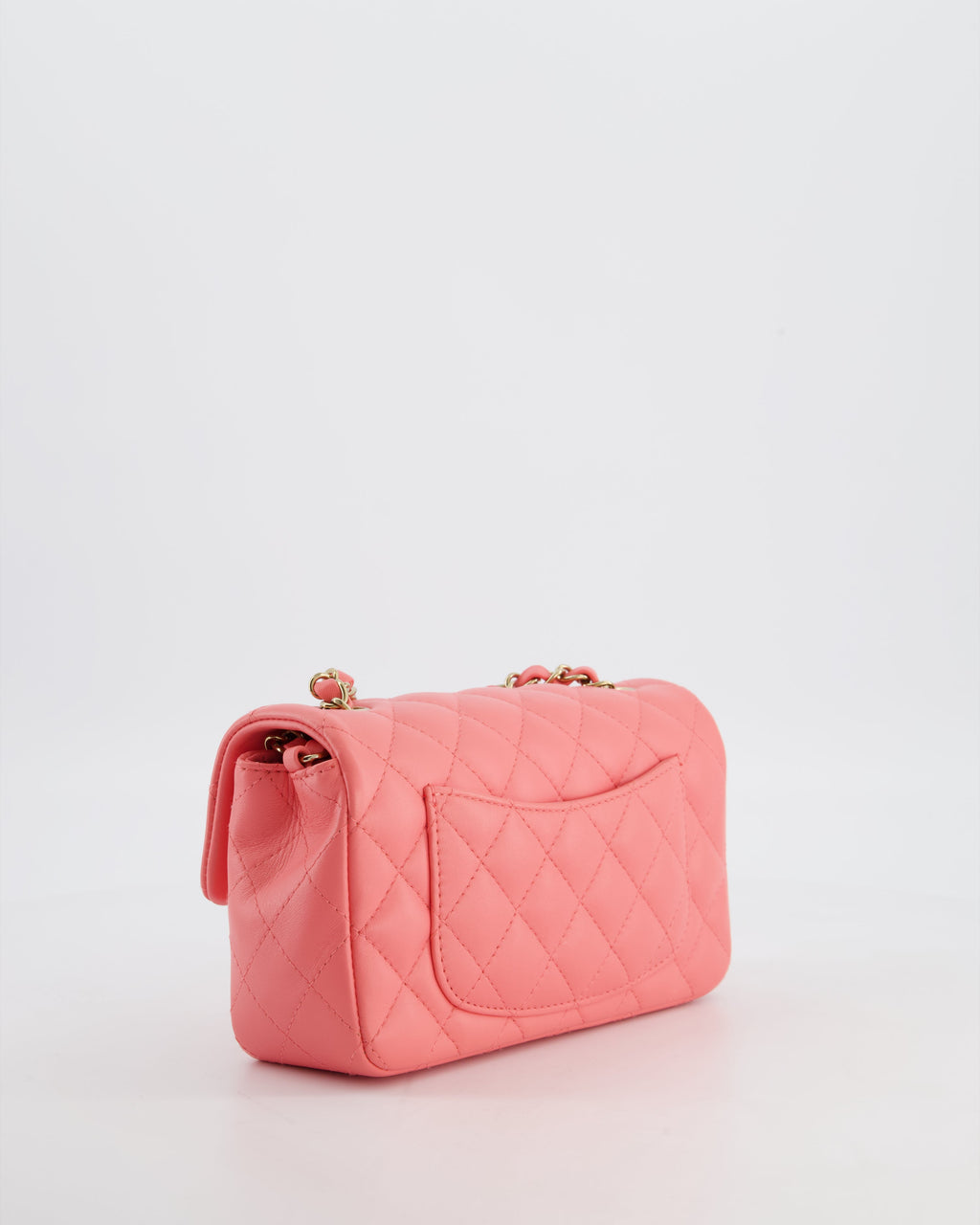 Chanel Classic Mini Rectangular Flap Bag in Hot Pink Lambskin Leather with Champagne Gold Hardware