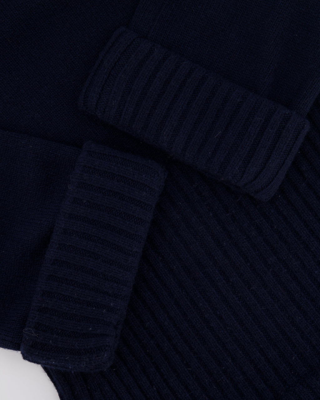 Chanel Fall 2013 Navy Cashmere Jumper with Cuffed Sleeves and Navy and Silver Globe CC Logo Button Detail Size FR 36 (UK 8)