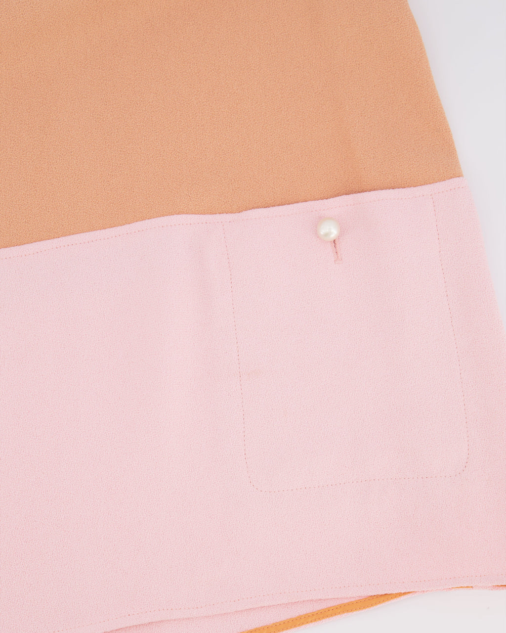 Chanel 14P Pastel Orange and Pink Sleeveless Top with White CC Logo Pearl Details Size FR 36 (UK 8)