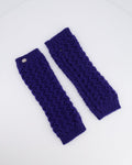 Chanel Resort 2023 Blue Knitted Wool Handwarmers with Multi-Colour Crystal Embellished CC Logo Detail Size S
