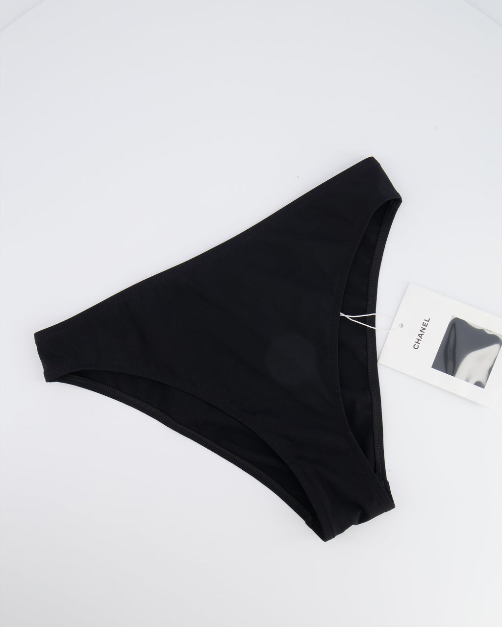 Chanel 2024 Coco Beach Black High Waisted Bikini Bottom with Crystal CC Logo Back Detail Size FR 38 (UK 10)