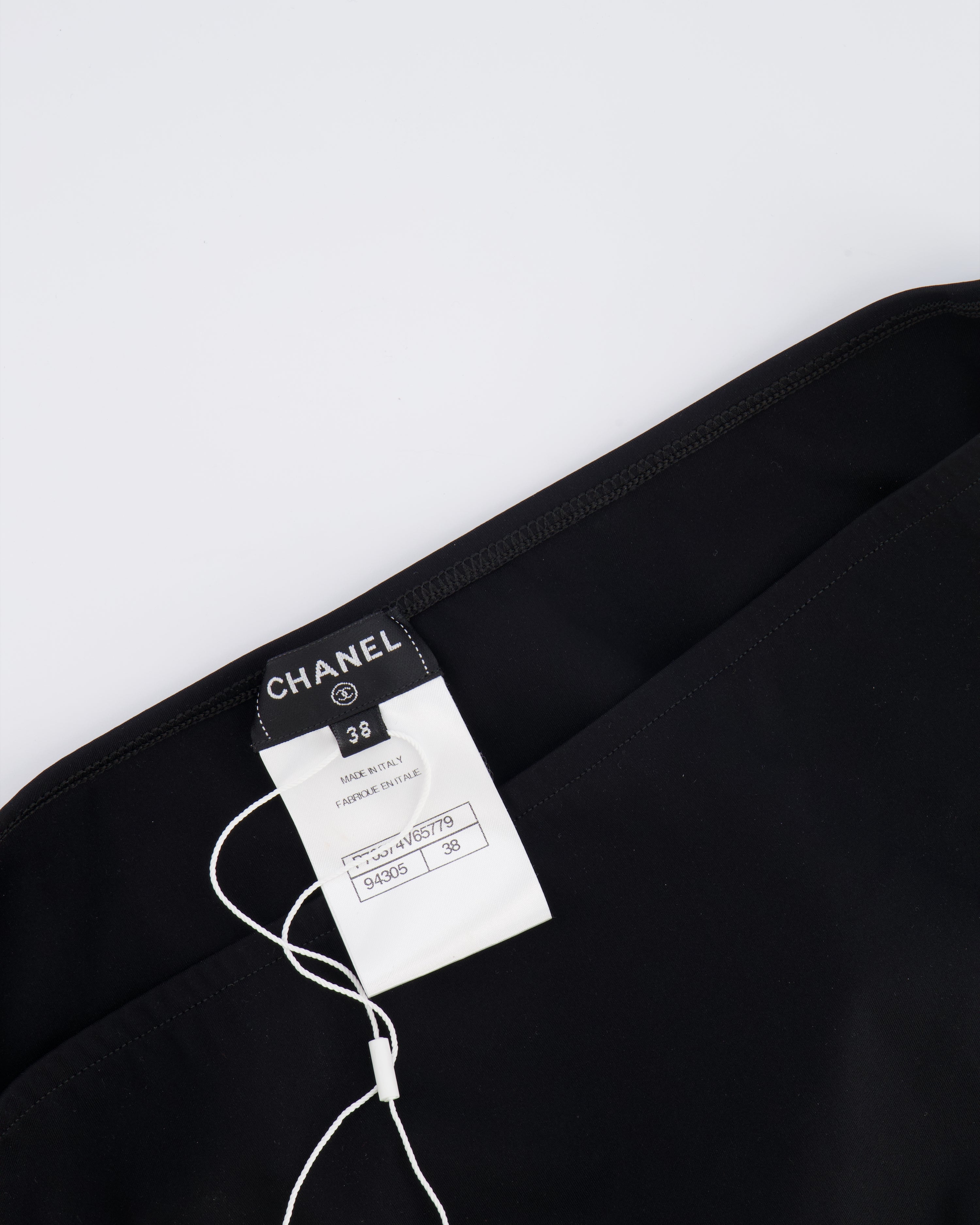 Chanel 2024 Coco Beach Black High Waisted Bikini Bottom with Crystal CC Logo Back Detail Size FR 38 (UK 10)