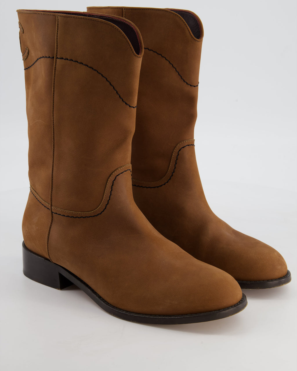 Chanel 21A Brown Ankle Boots in Suede & Leather with CC Logo Size EU 38.5