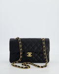 Chanel Black Small Classic Double Flap Bag in Caviar Leather with Gold Hardware