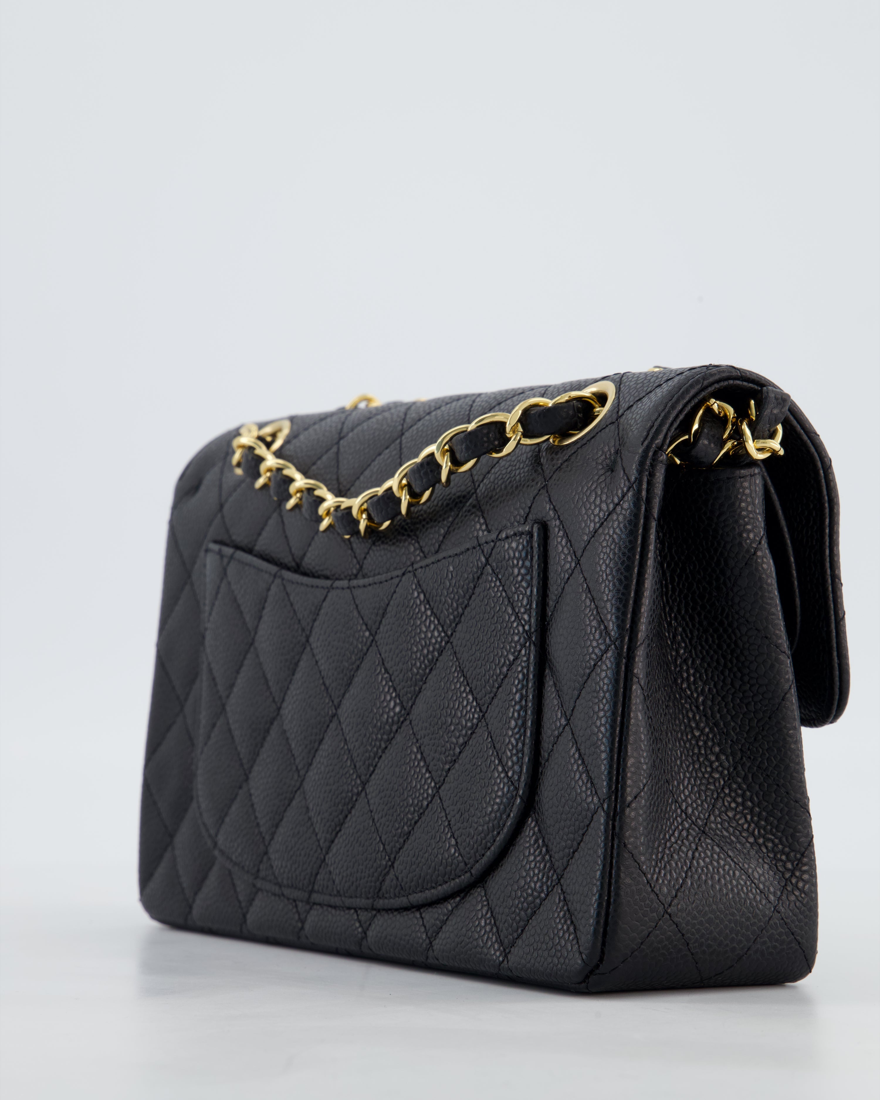 Chanel Black Small Classic Double Flap Bag in Caviar Leather with Gold Hardware
