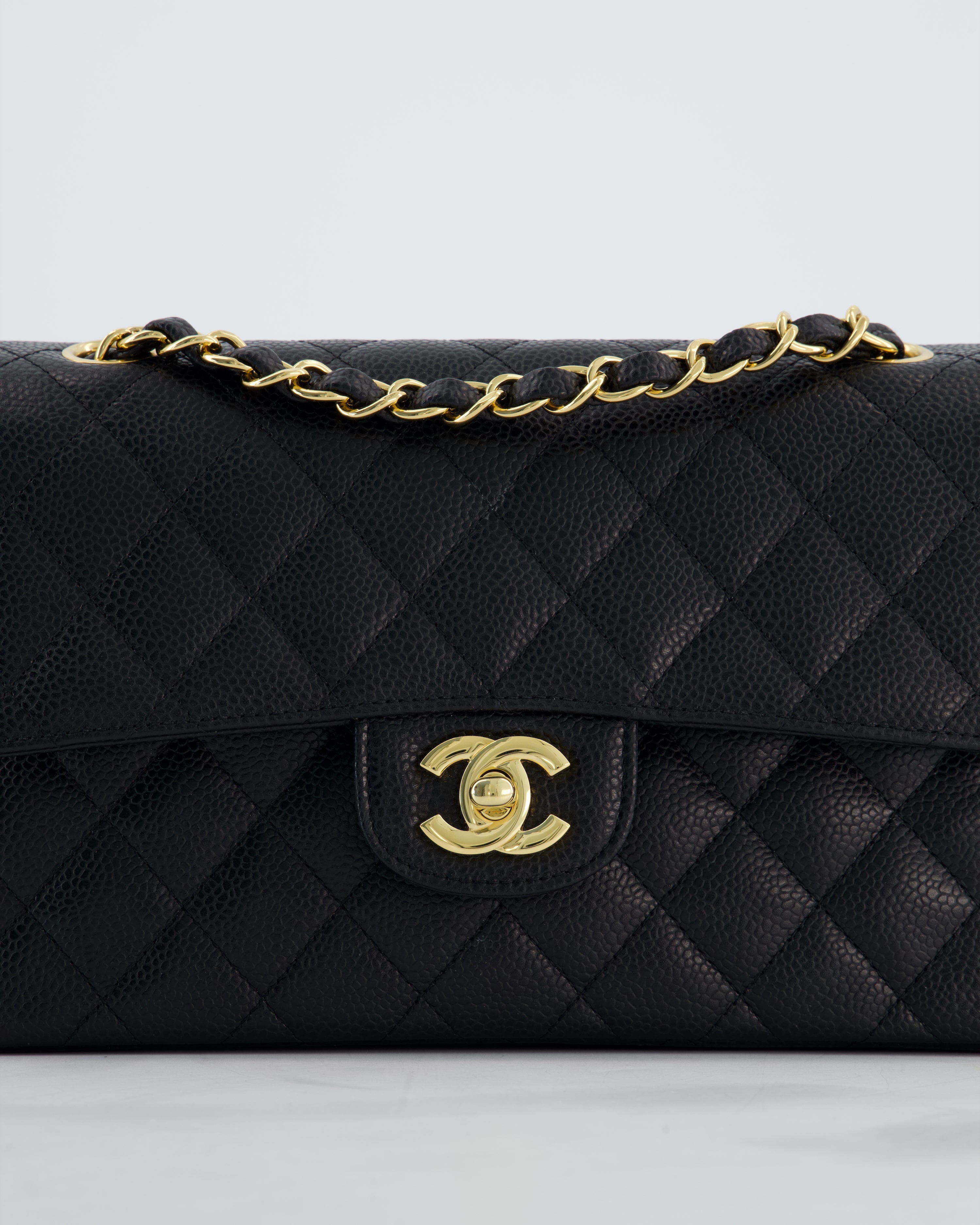 Chanel Black Small Classic Double Flap Bag in Caviar Leather with Gold Hardware