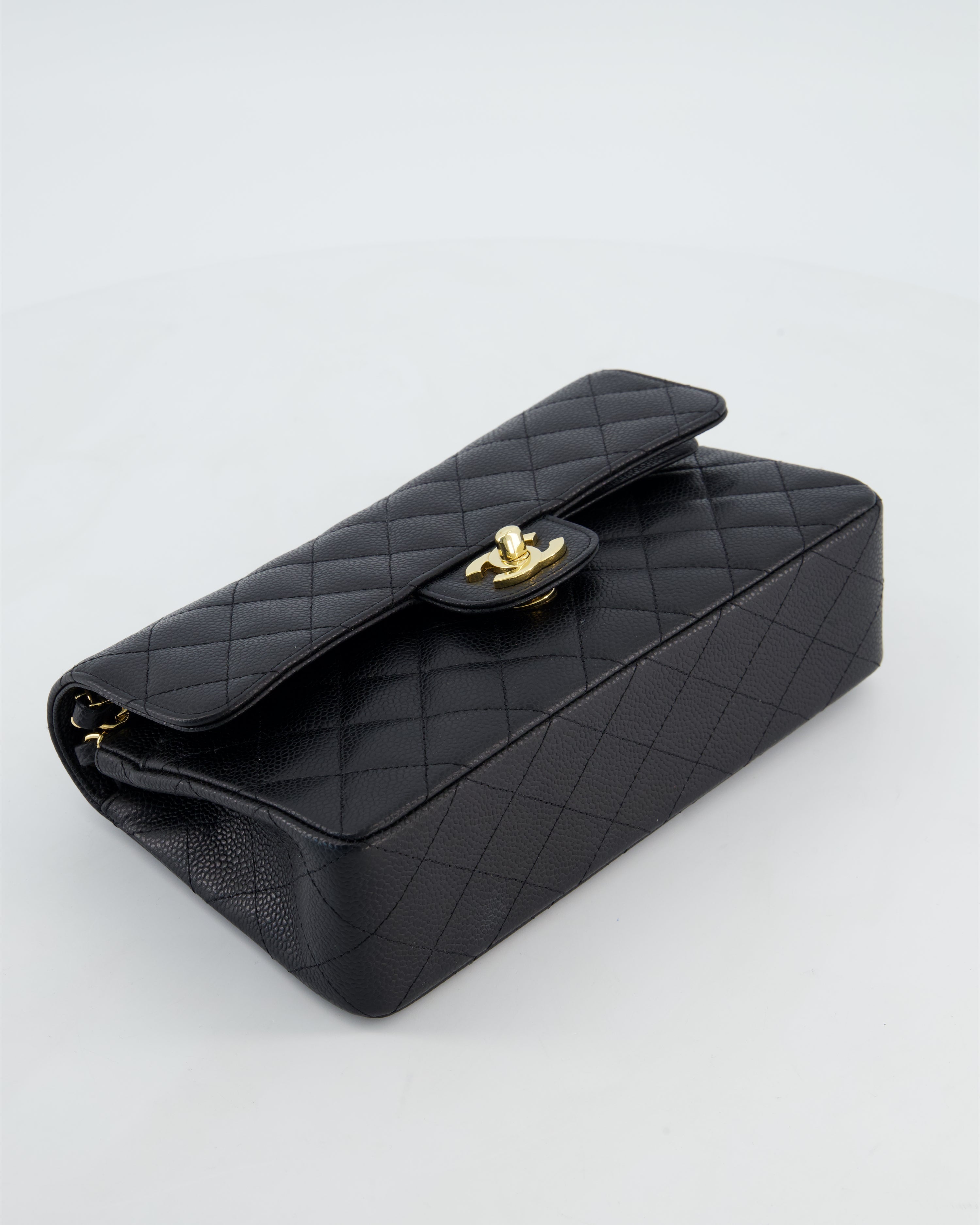 Chanel Black Small Classic Double Flap Bag in Caviar Leather with Gold Hardware