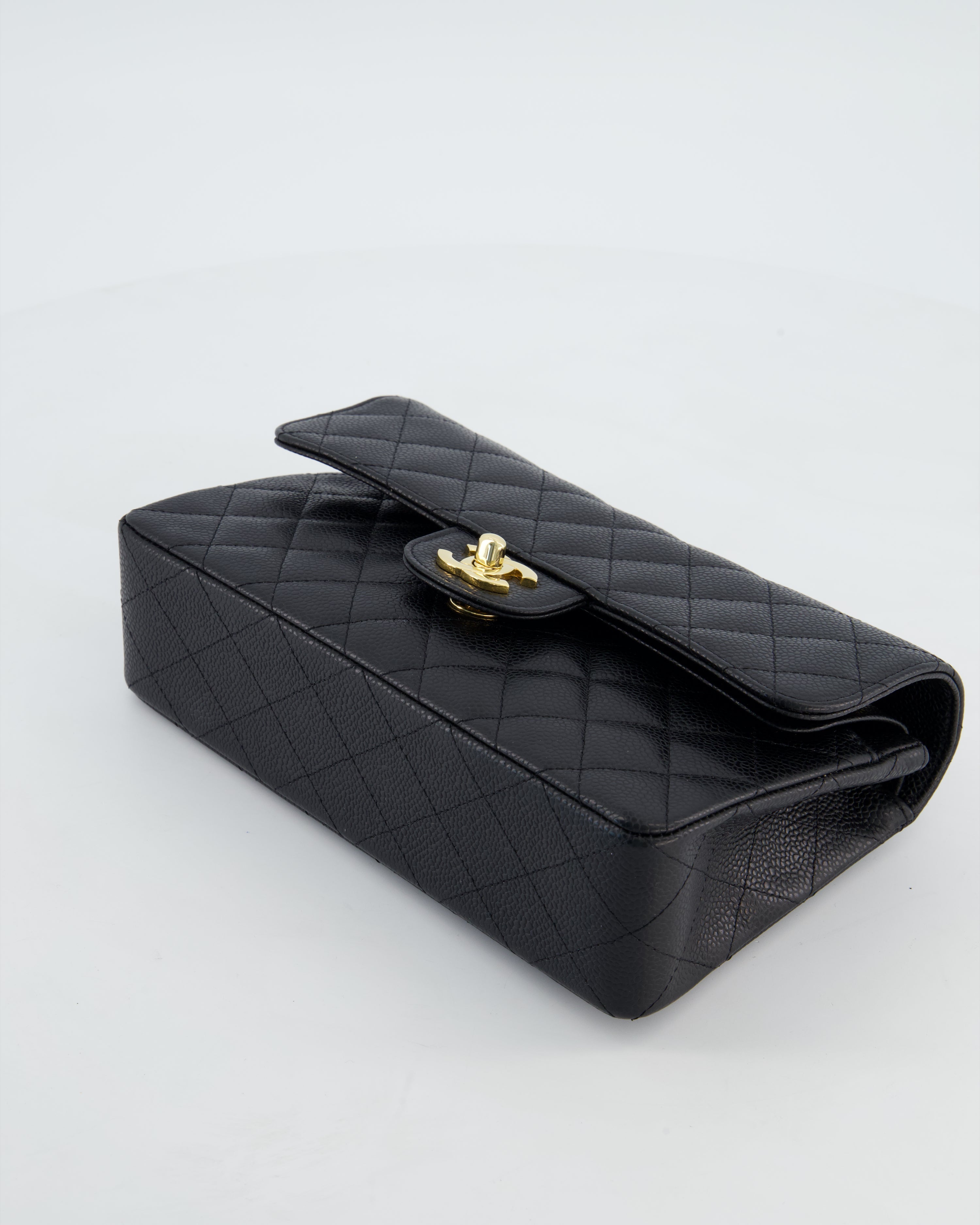 Chanel Black Small Classic Double Flap Bag in Caviar Leather with Gold Hardware