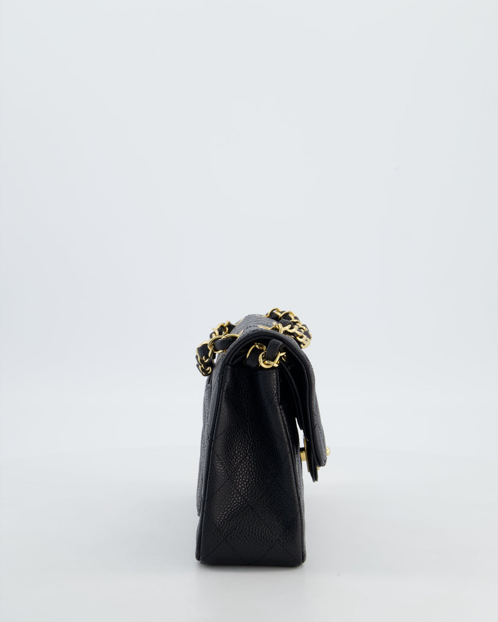 Chanel Black Small Classic Double Flap Bag in Caviar Leather with Gold Hardware
