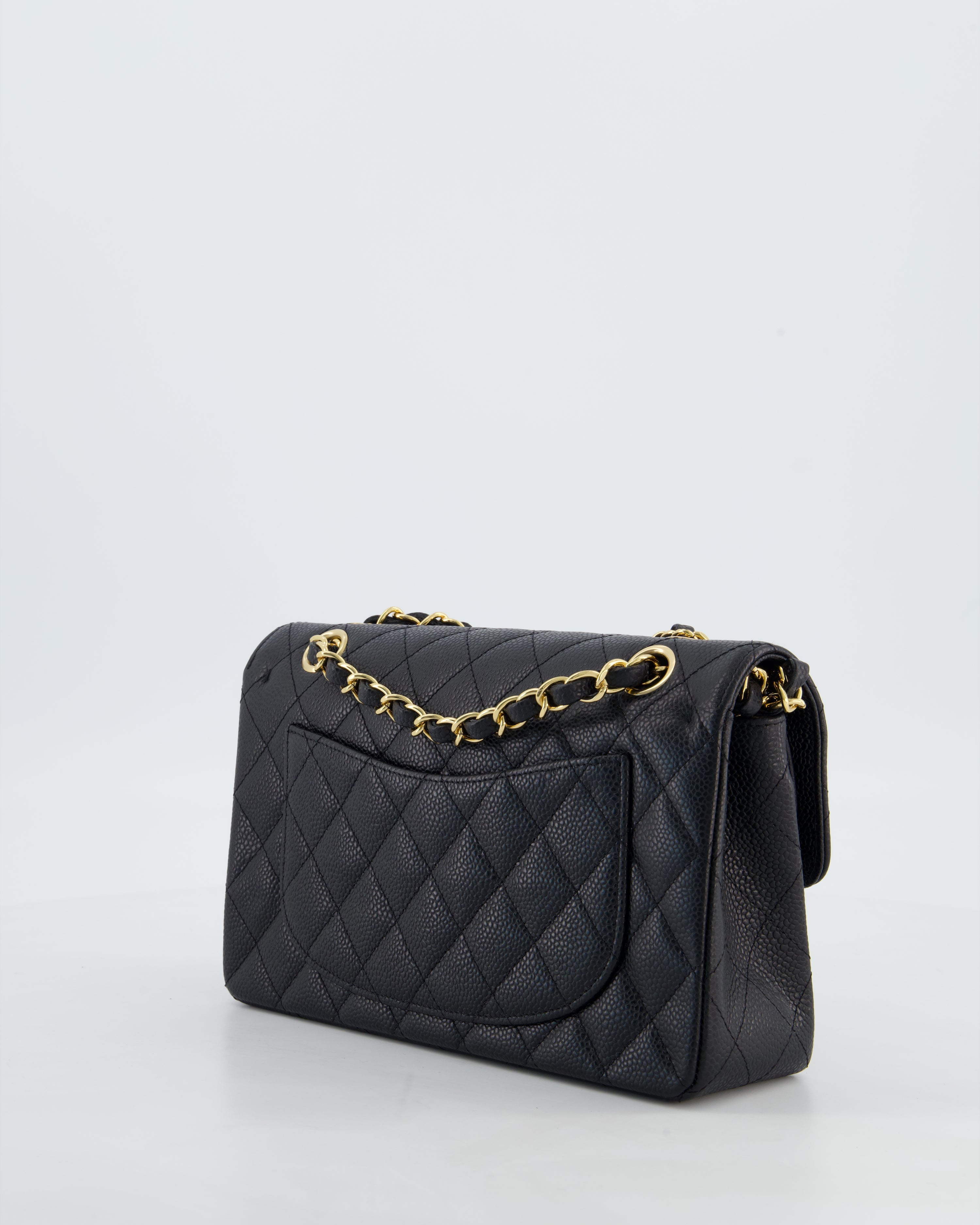 Chanel Black Small Classic Double Flap Bag in Caviar Leather with Gold Hardware