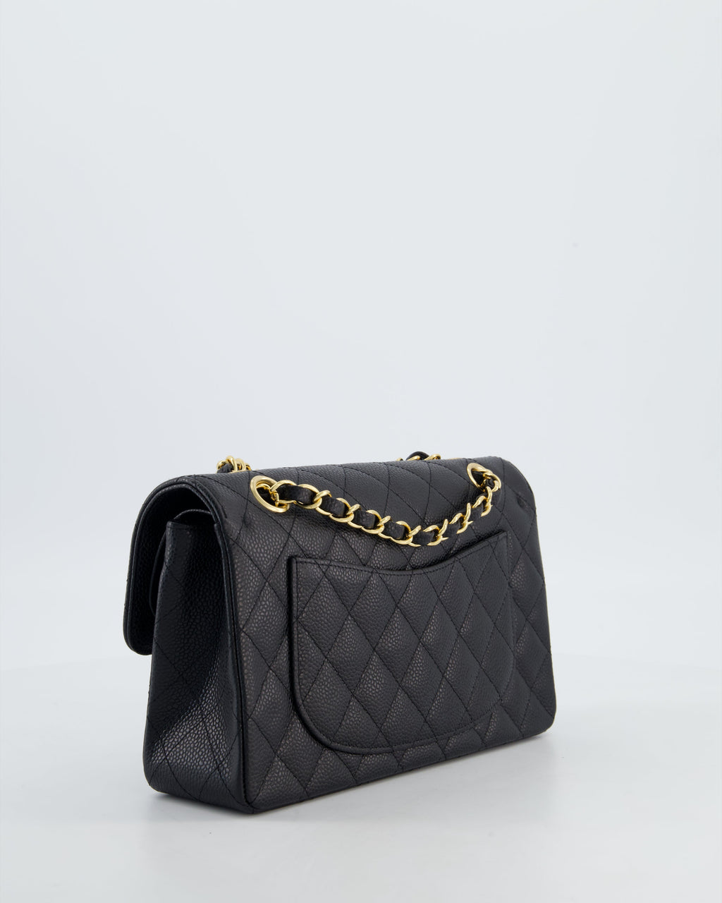 Chanel Black Small Classic Double Flap Bag in Caviar Leather with Gold Hardware