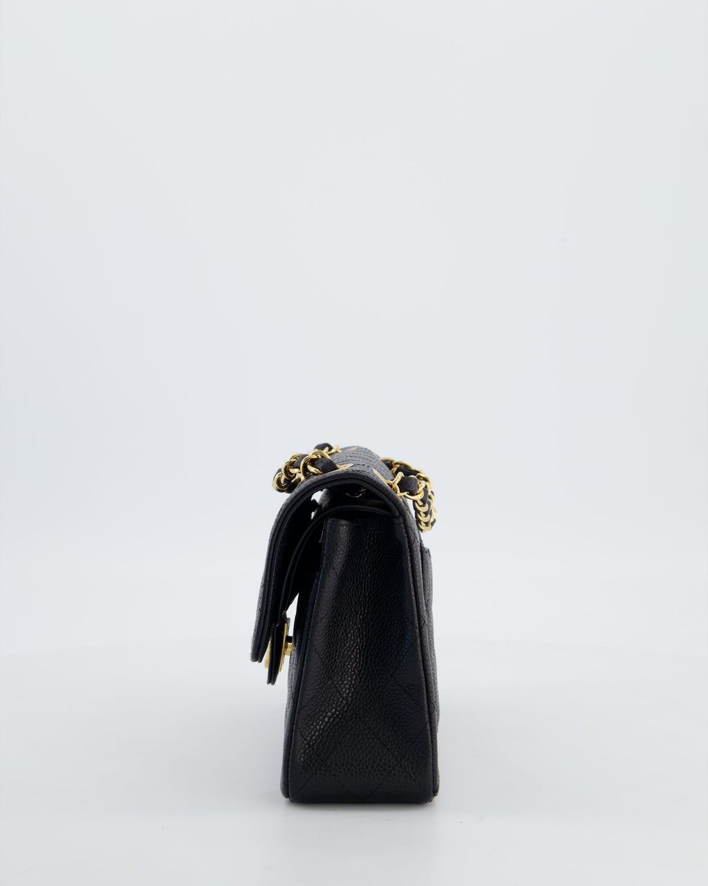 Chanel Black Small Classic Double Flap Bag in Caviar Leather with Gold Hardware