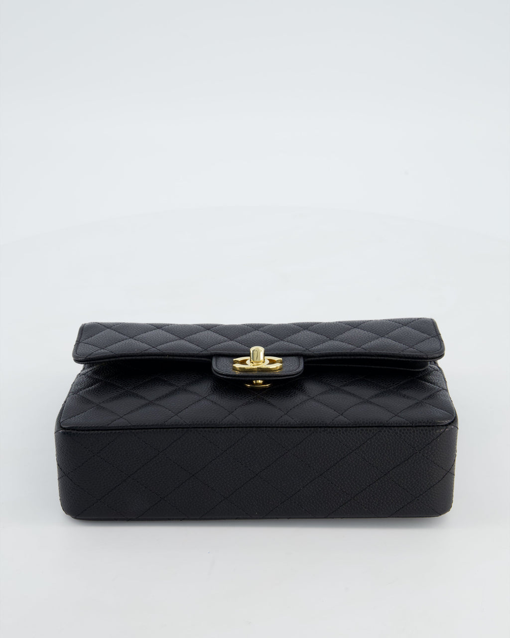Chanel Black Small Classic Double Flap Bag in Caviar Leather with Gold Hardware