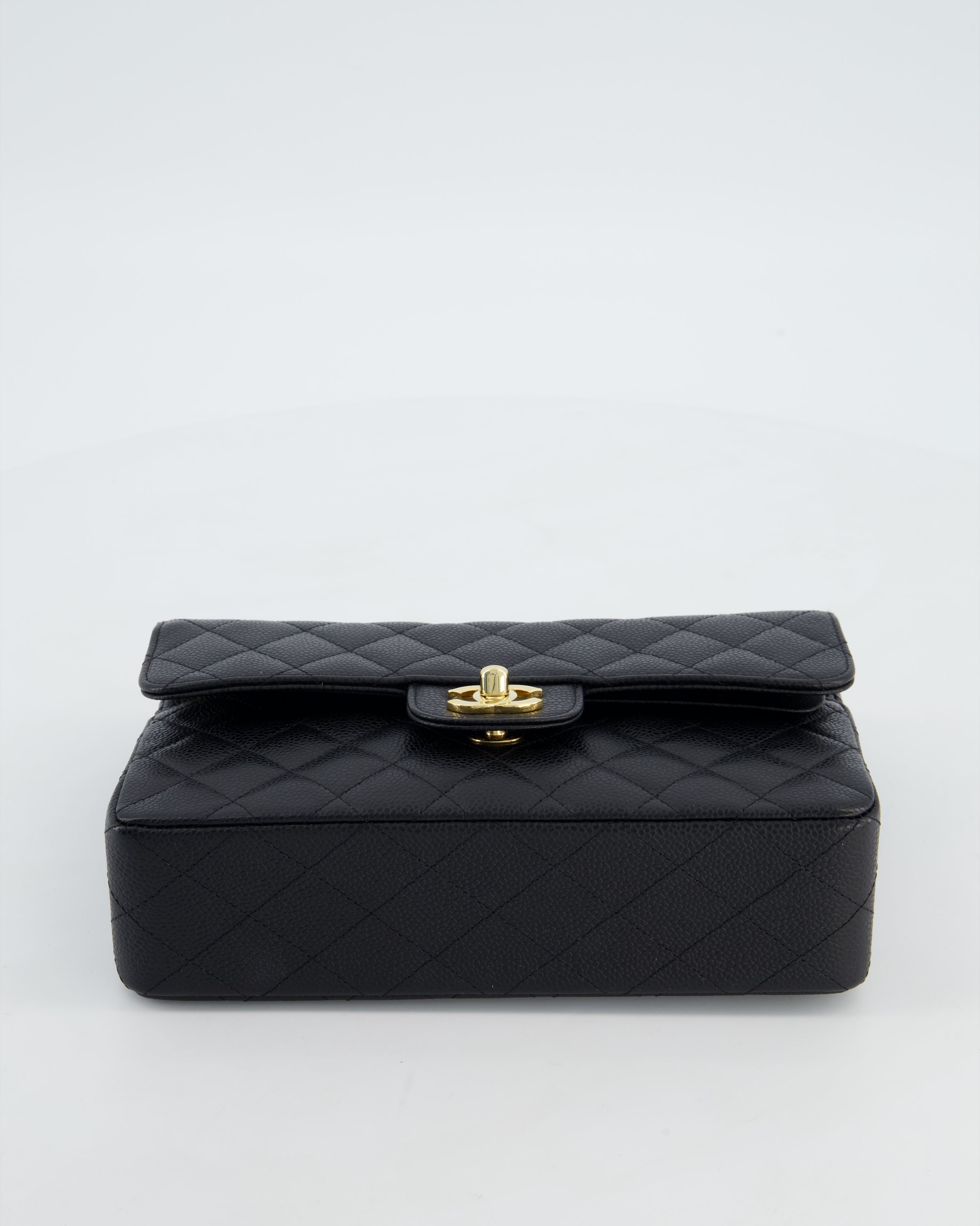 Chanel Black Small Classic Double Flap Bag in Caviar Leather with Gold Hardware