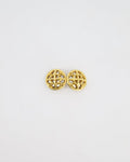 Chanel 93P 24K Gold Plated Round CC Earrings with Silver Back