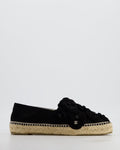 Chanel Black Suede Camellia Espadrilles with CC Logo Detail Size EU 38