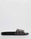 Chanel Black Tweed Chain CC Sandals Size EU 41