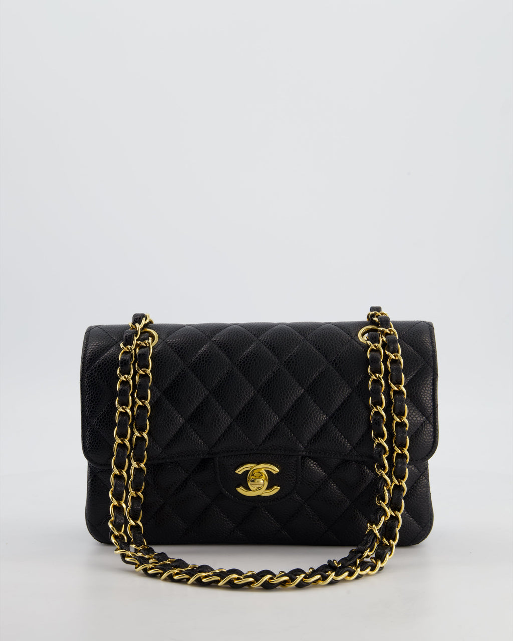 Chanel Black Small Classic Double Flap Bag in Caviar Leather with Gold Hardware