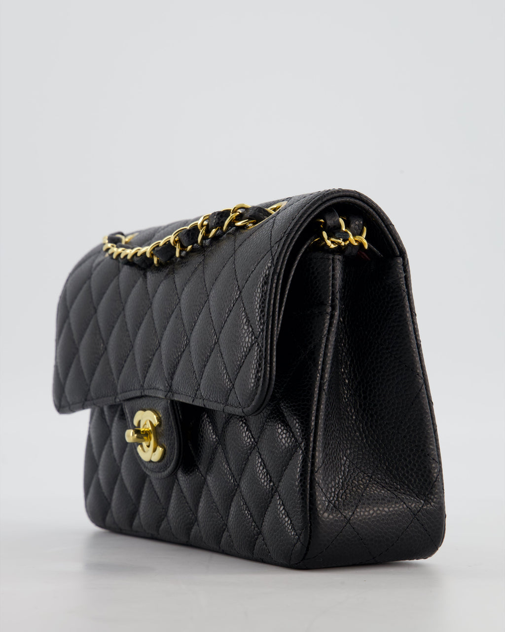Chanel Black Small Classic Double Flap Bag in Caviar Leather with Gold Hardware