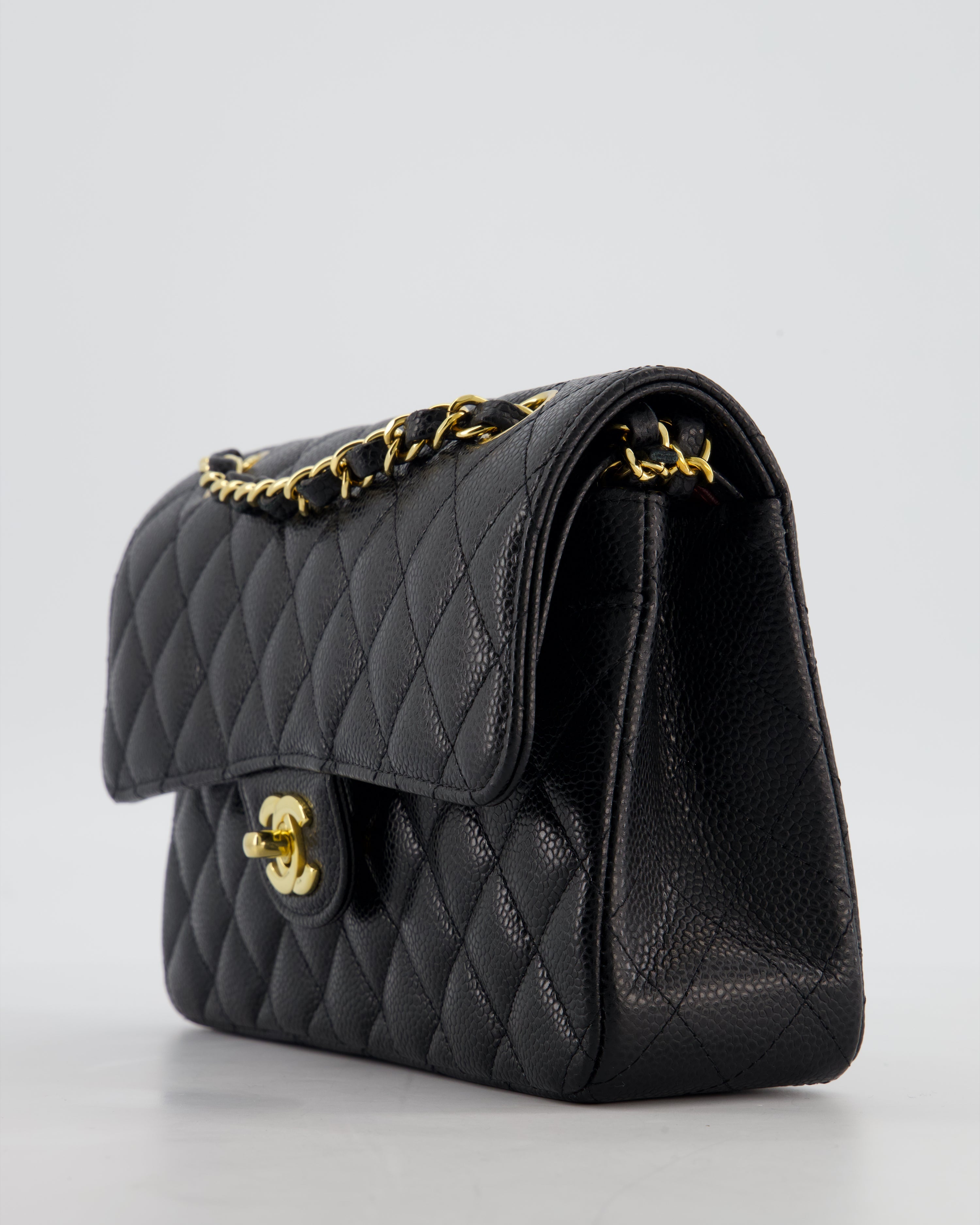 Chanel Black Small Classic Double Flap Bag in Caviar Leather with Gold Hardware