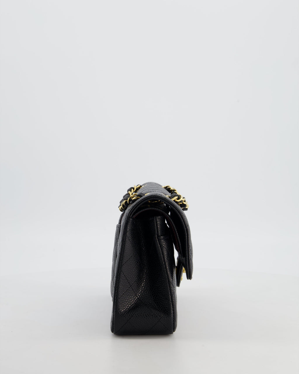 Chanel Black Small Classic Double Flap Bag in Caviar Leather with Gold Hardware