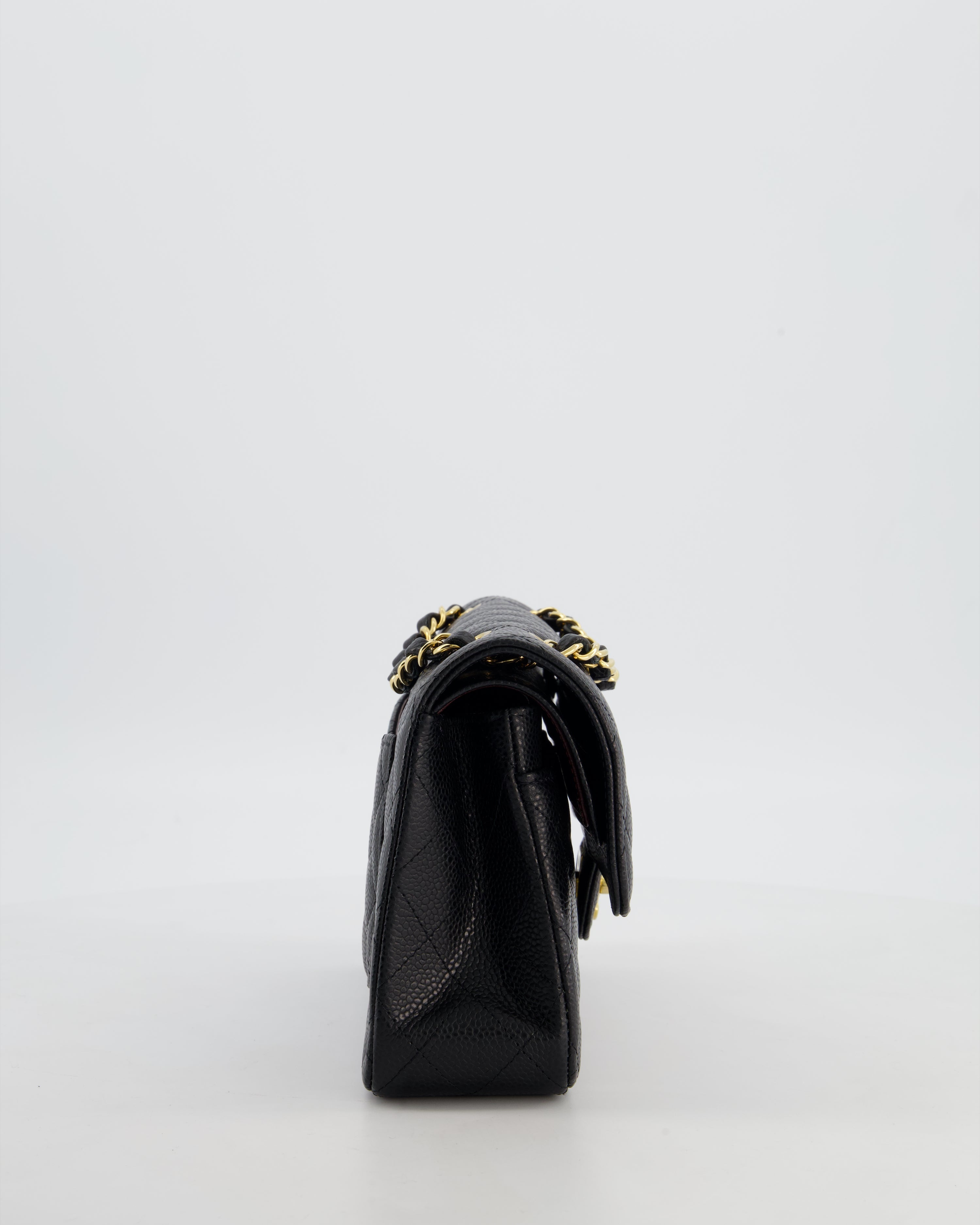 Chanel Black Small Classic Double Flap Bag in Caviar Leather with Gold Hardware