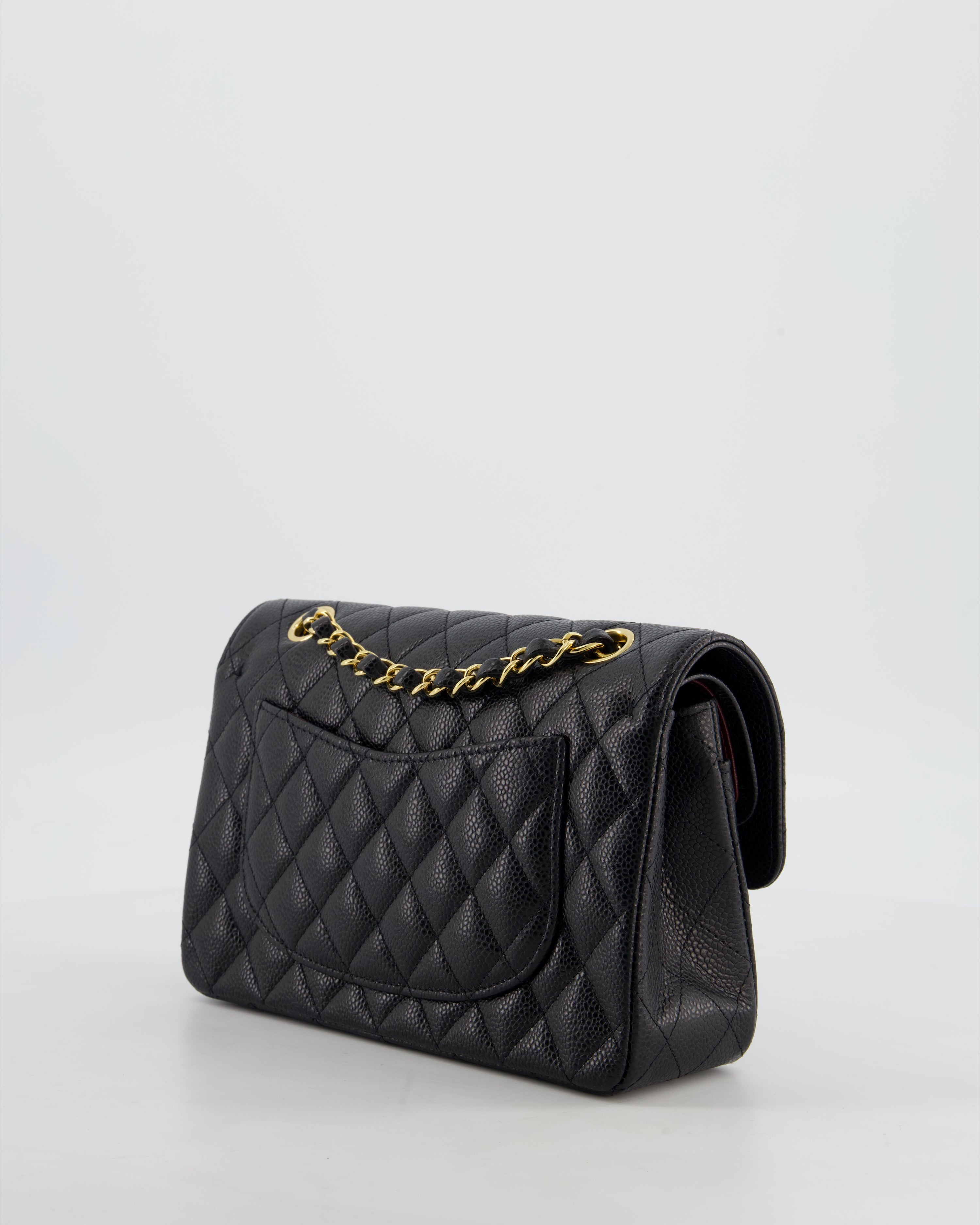 Chanel Black Small Classic Double Flap Bag in Caviar Leather with Gold Hardware