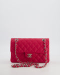 Chanel Fuchsia Pink Small Classic Double Flap Bag Caviar Leather with Silver Hardware