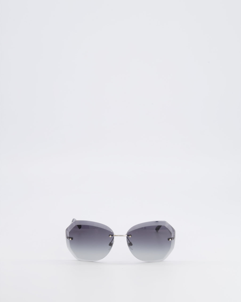 Chanel Grey Rimless Sunglasses with Geometric Gradient Lenses