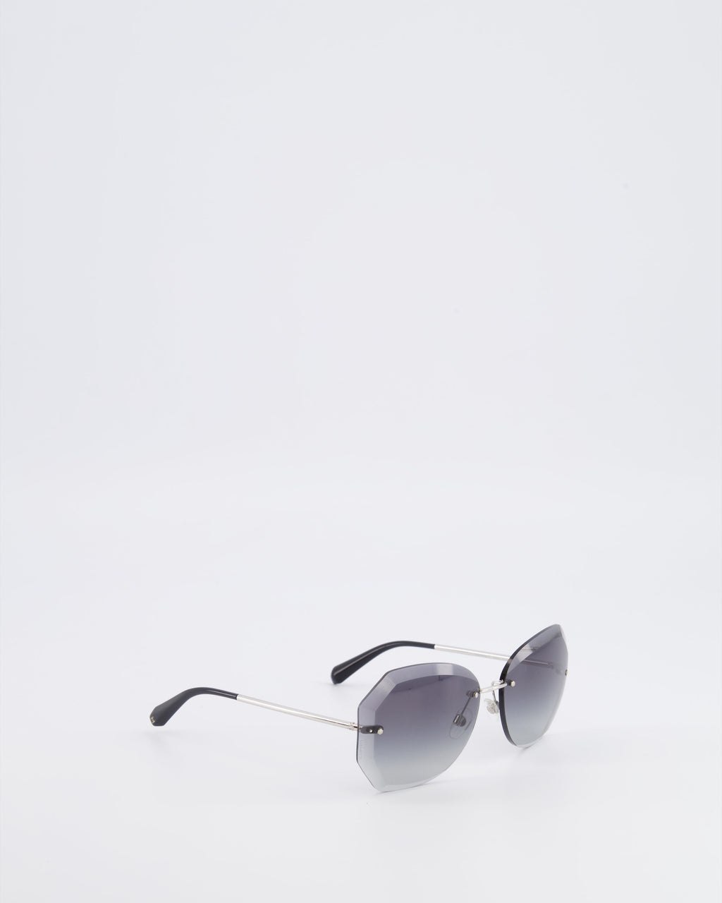 Chanel Grey Rimless Sunglasses with Geometric Gradient Lenses