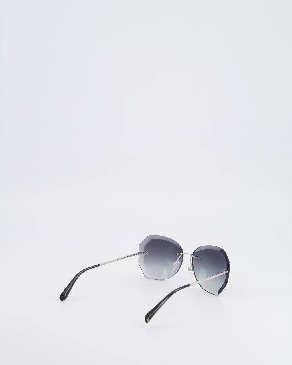 Chanel Grey Rimless Sunglasses with Geometric Gradient Lenses